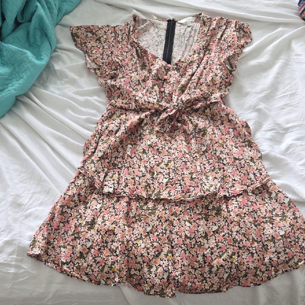 RIPE maternity floral V-Neck Dress with Tie Waist